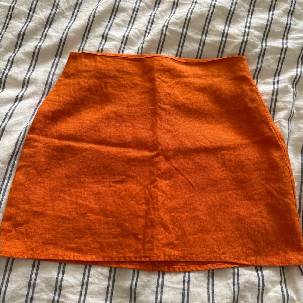 Reformation Bright Orange Mini Skirt